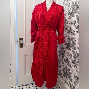 Victoria's Secret vintage Gold Label  Red Robe size S/p satin/terry